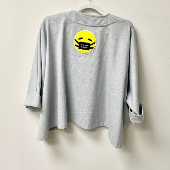 VDR Viadellerose Melange 3/4 Sleeve Crop Sweatshirt Gray/Yellow Women's OS - Picture 7 of 7